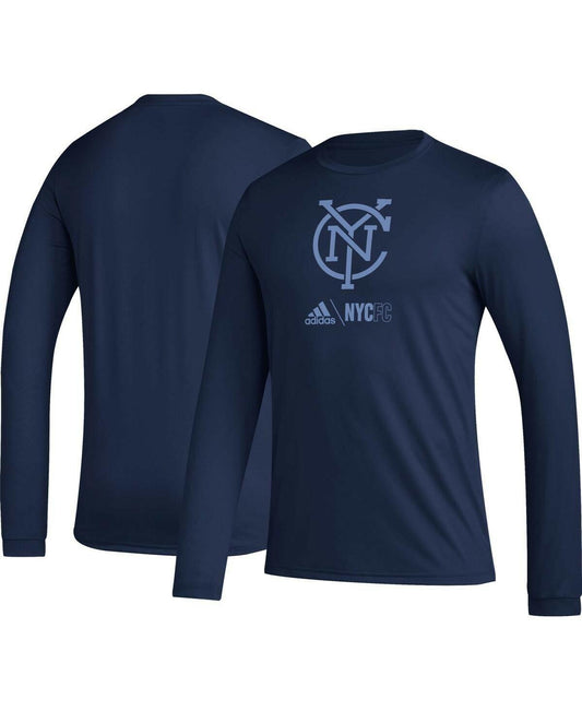 adidas York City FC Icon Long Sleeve T-Shirt - Navy Men's Crewneck Tee