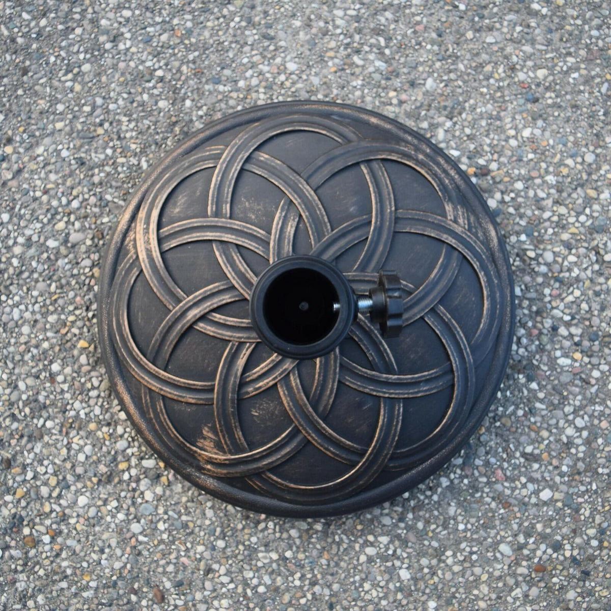 Antique Bronze 33 lb Patio Umbrella Stand Base with Adapters for Stability