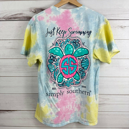 Simply Southern Tie-Dye T-Shirt Just Keep Swimming Youth Tee Size Medium