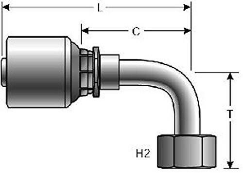 Gates MegaCrimp 12G-16FJX90S JIC 37 Flare Swivel Coupling, Zinc Plated