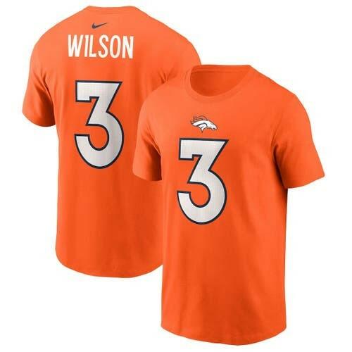 Nike Denver Broncos Russell Wilson Orange T-Shirt Large Player Tee