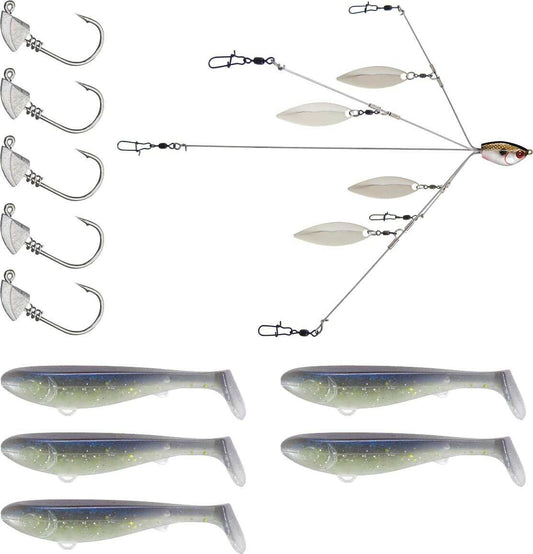 Yum Lures Scottsboro Swimbait Kit 3.5'' Sexy Shad with 5 Jigheads