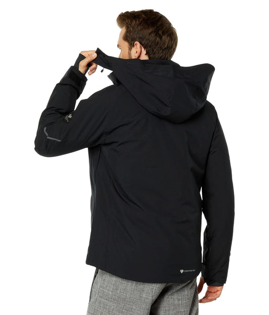 Obermeyer Raze Jacket Men Black Removable Hood Mock Collar Skiing Winter Casual