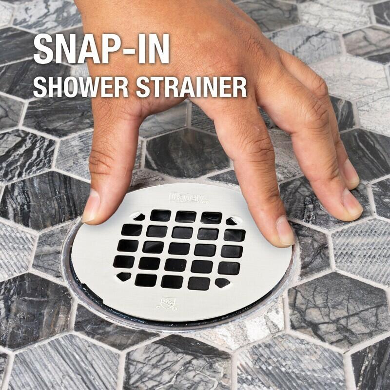 Oatey Universal Snap-Tite Round Strainer 4-1/4 in Brushed Nickel Sink Drain