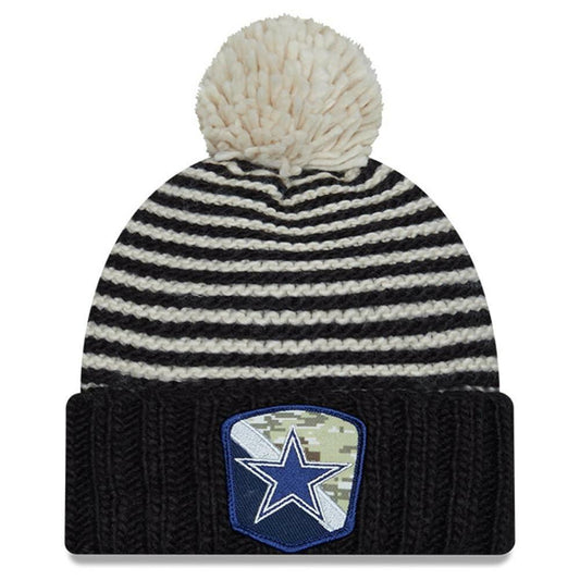Era Womens Black England Patriots Salute to Service Cuffed Pom Hat