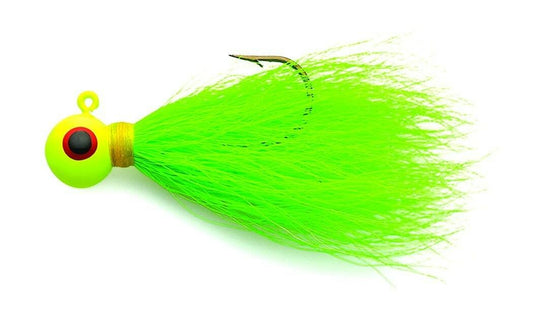Eagle Claw 1/4-Ounce Chartreuse Bucktail Jig 4-Pack for Freshwater Fishing