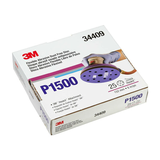 3M Hookit 34409 6in P1500 Flexible Abrasive Sanding Disc 25 Pack Paint