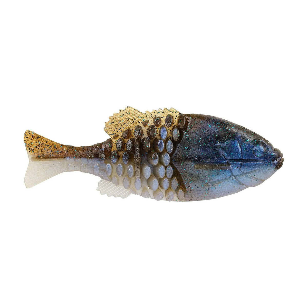Berkley Powerbait Gilly Soft Bait 110mm - IKE's Green Pumpkin Blue Flash