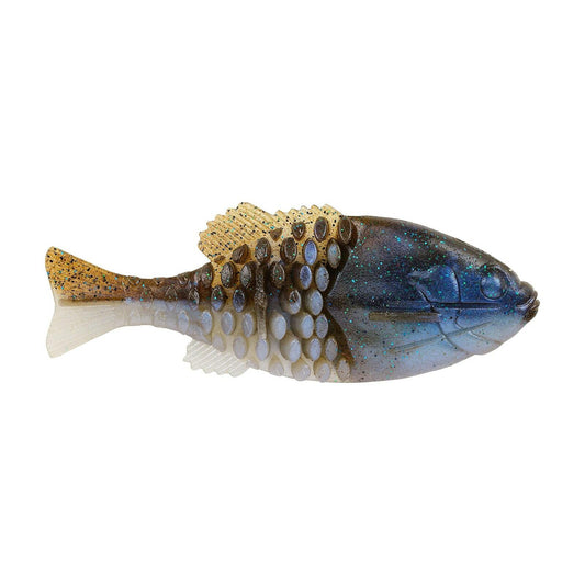 Berkley Powerbait Gilly Soft Bait 110mm - IKE's Green Pumpkin Blue Flash