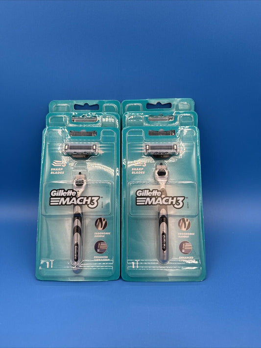 Gillette Mach3 Razor 6-Pack with Cartridges for Men, 3-Blade, Non-Slip Grip