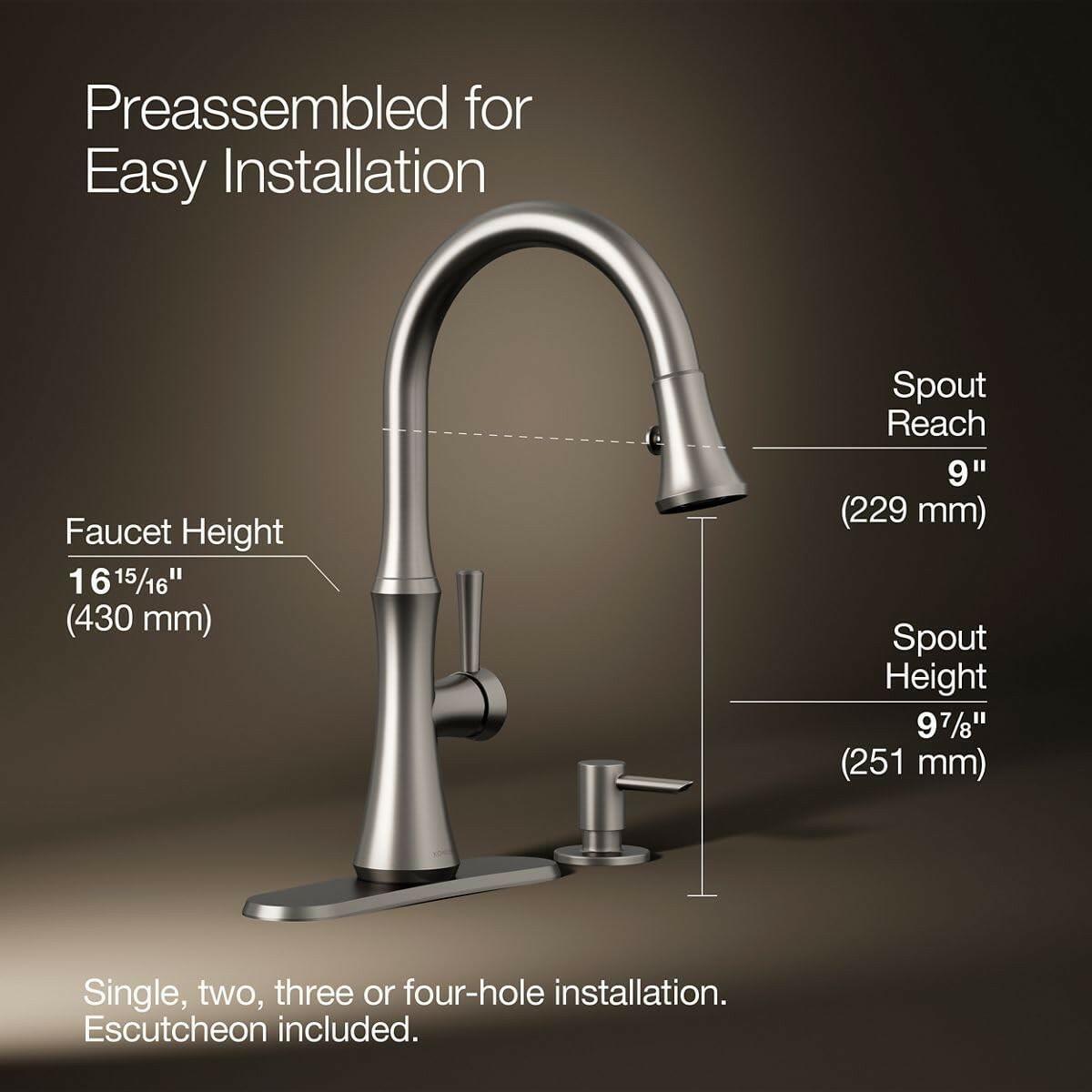 Kohler Kaori S95301293 Pull Down Kitchen Faucet Single Handle Vibrant Stainless