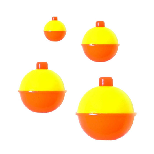 Eagle Claw Snap-On Round Floats 12 Pack Assorted Sizes Orange Yellow Plastic