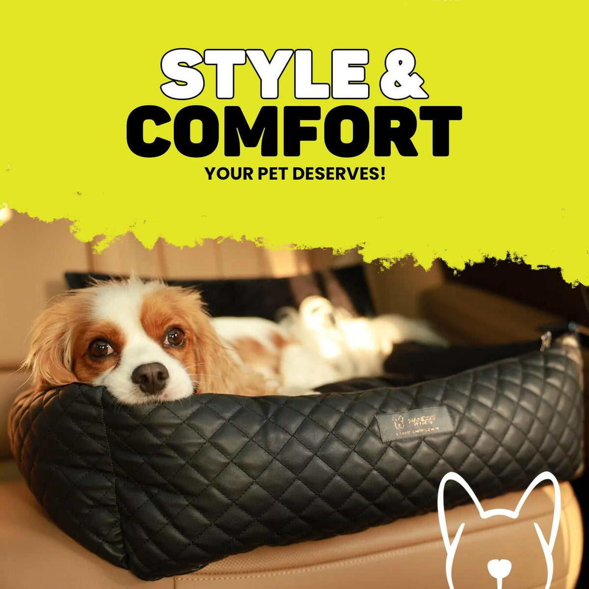 Nandog Pet Gear Luxury Quilted Dog Car Seat Bed Light Gray Small