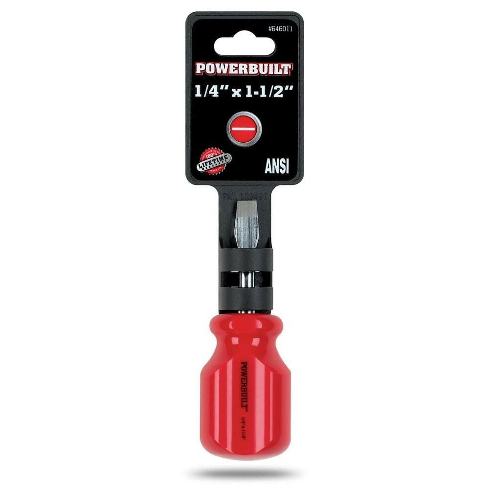 Powerbuilt 646011 Maxi-Grip Handle Slotted Screwdriver - 1/4" x 1-1/2"