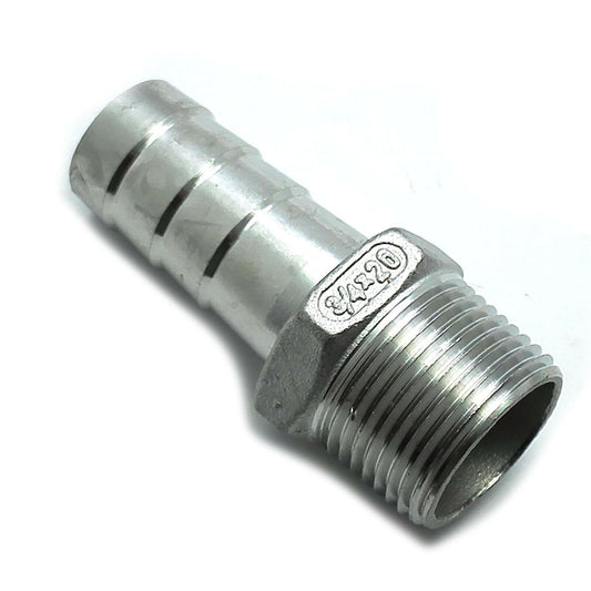 Male Pipe NPTF Fitting with Cone Seat - Barb Stem, Barbed Hose Connection