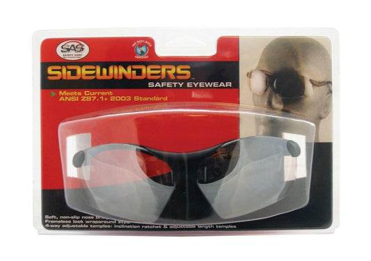 SAS Sidewinder Safety Glasses - Black Frame, Clear Lens, Clamshell