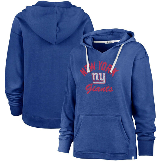 '47 York Giants Wrapped Up Kennedy Women's V-Neck Hoodie Royal Blue S