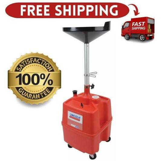 Lincoln 3518 18 Gallon Used Oil Fluid Drain Tank 40-77" Adjustable Funnel