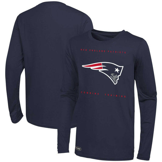 Outerstuff Men's England Patriots Navy Long Sleeve T-Shirt Crew Neck Medium