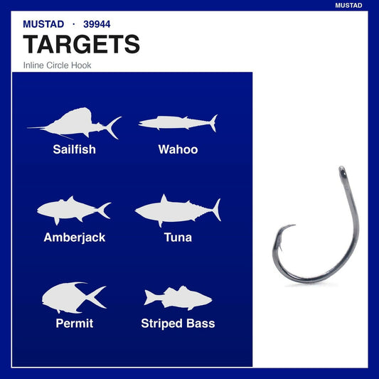 Mustad Demon Perfect Circle, in Line - Black Nickel-Size 6/0 - Pack of 5