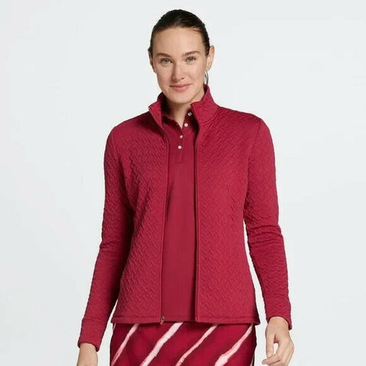 Lady Hagen Women's Golf Jacket Rich Magnolia XS Textured Full-Zip Front