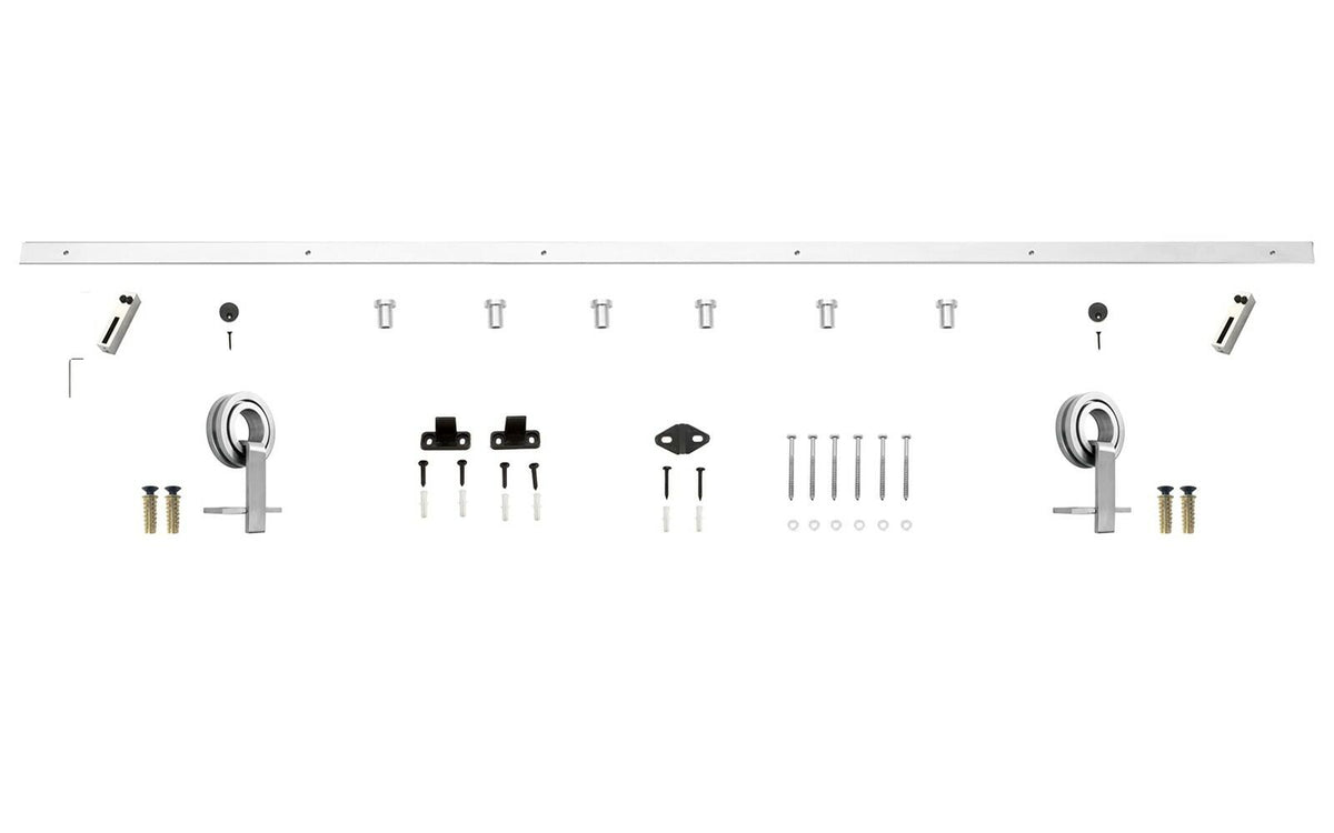 Miseno MBDH5505X96SS 96in Stainless Steel Sliding Barn Door Hardware Track Kit