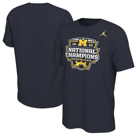 Jordan Michigan Wolverines 2023 National Champions Team T-Shirt Navy Large