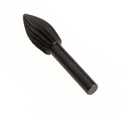 Forney 60075 1/4" Shank Rotary File - Football Shaped Mounted Tool, Steel Rasp