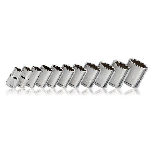 Powerbuilt 1/2" Dr. 12 Pt Standard Socket Set - SAE 11 Pc 641719