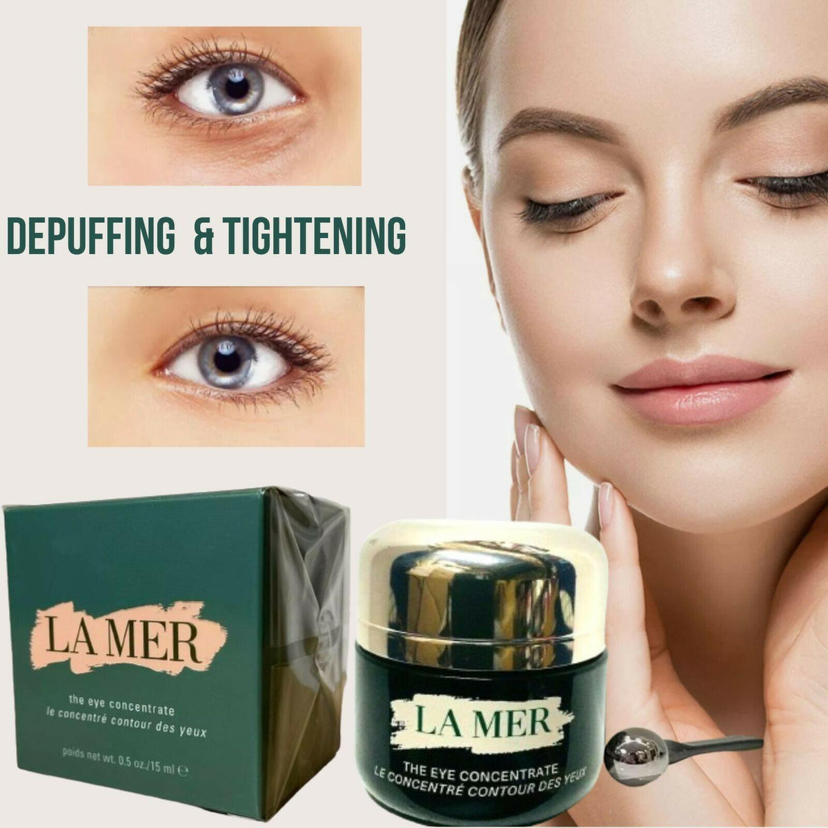 LA MER The Eye Concentrate 0.5 oz Cream for Dark Circles Puffiness Wrinkles