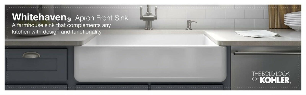 Kohler Whitehaven 6427-DGB 36 in Double Bowl Farmhouse Kitchen Sink Indigo Blue