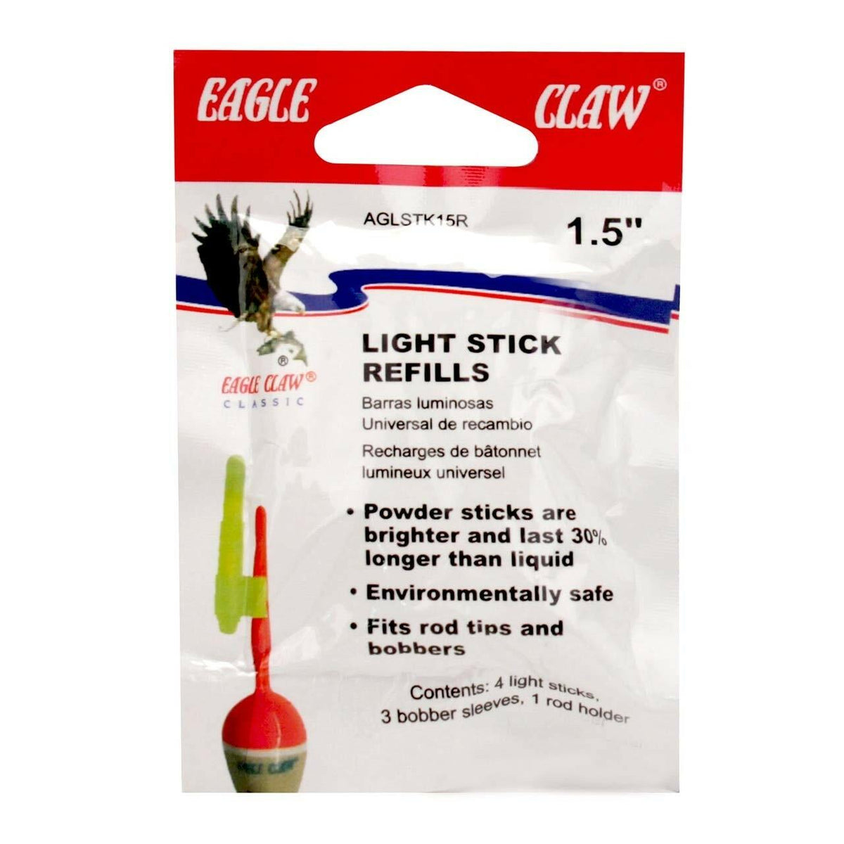 Eagle Claw Universal Light Sticks for Fishing Chartreuse 15 Inch Plastic