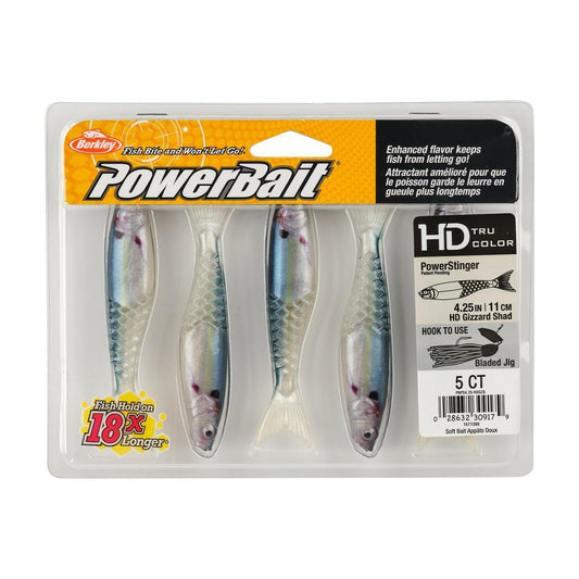 Berkley PowerBait PowerStinger Soft Bait, HD Gizzard Shad, 4.25" Fishing Lure