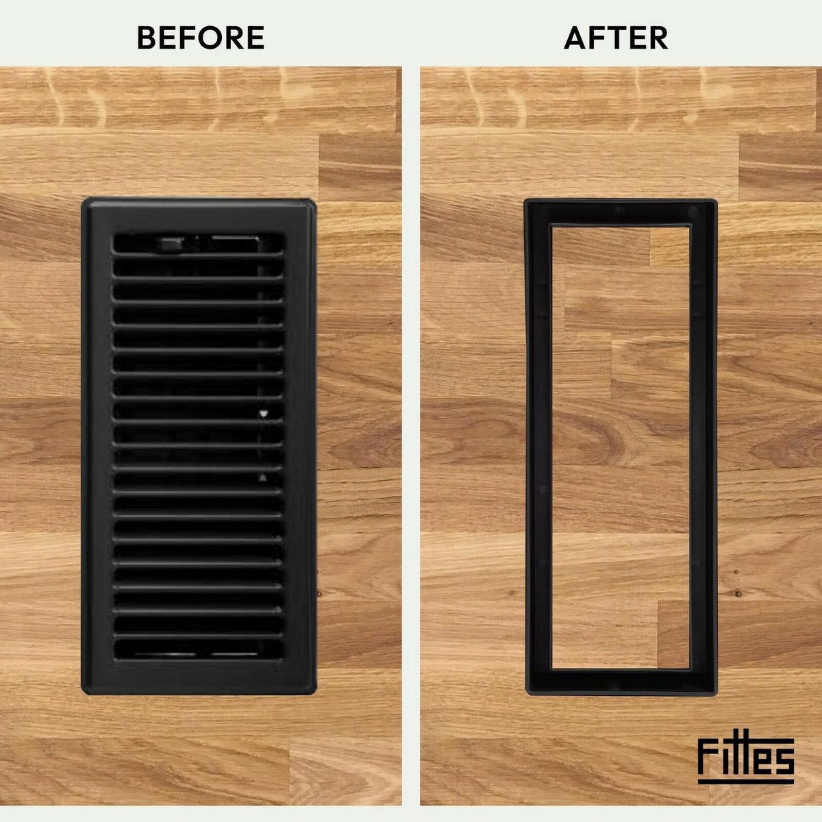 Fittes Flush Floor Vent [Lite] - 4"x12" - Matte Black - 1 Pack
