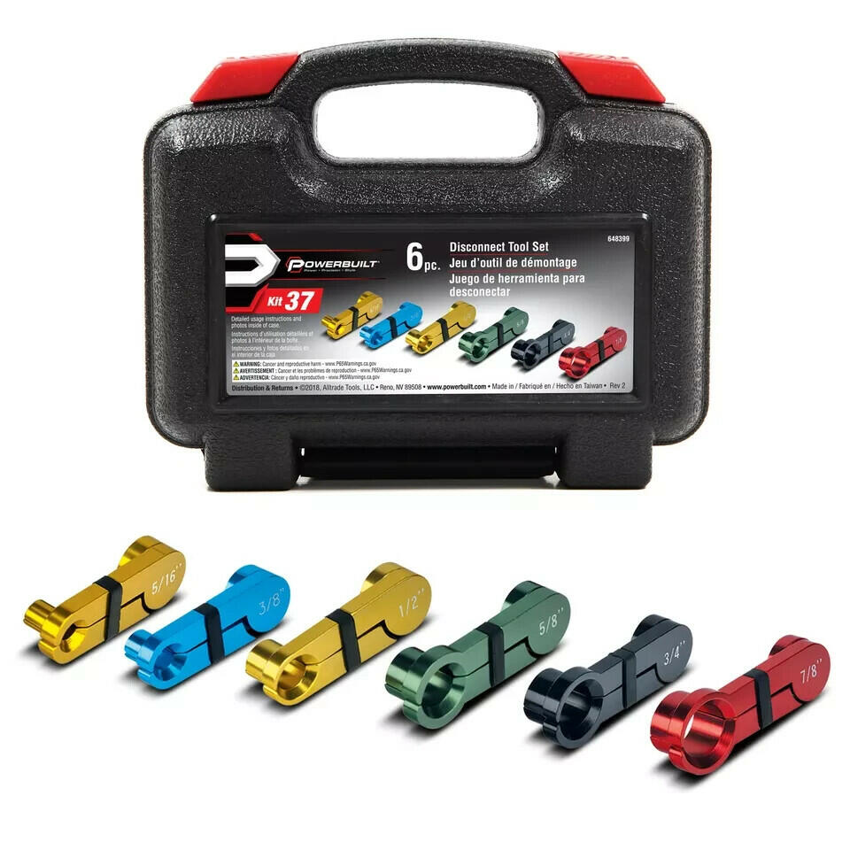 Powerbuilt 6 Piece Master Automotive Fuel Line Disconnect Tool Set 648399