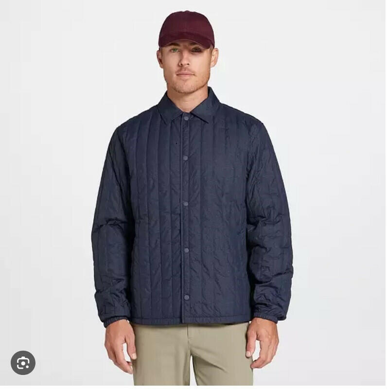 VRST Men's Quilted Shirt Jacket Windbreaker, Regular Fit Nylon Shell, Slate