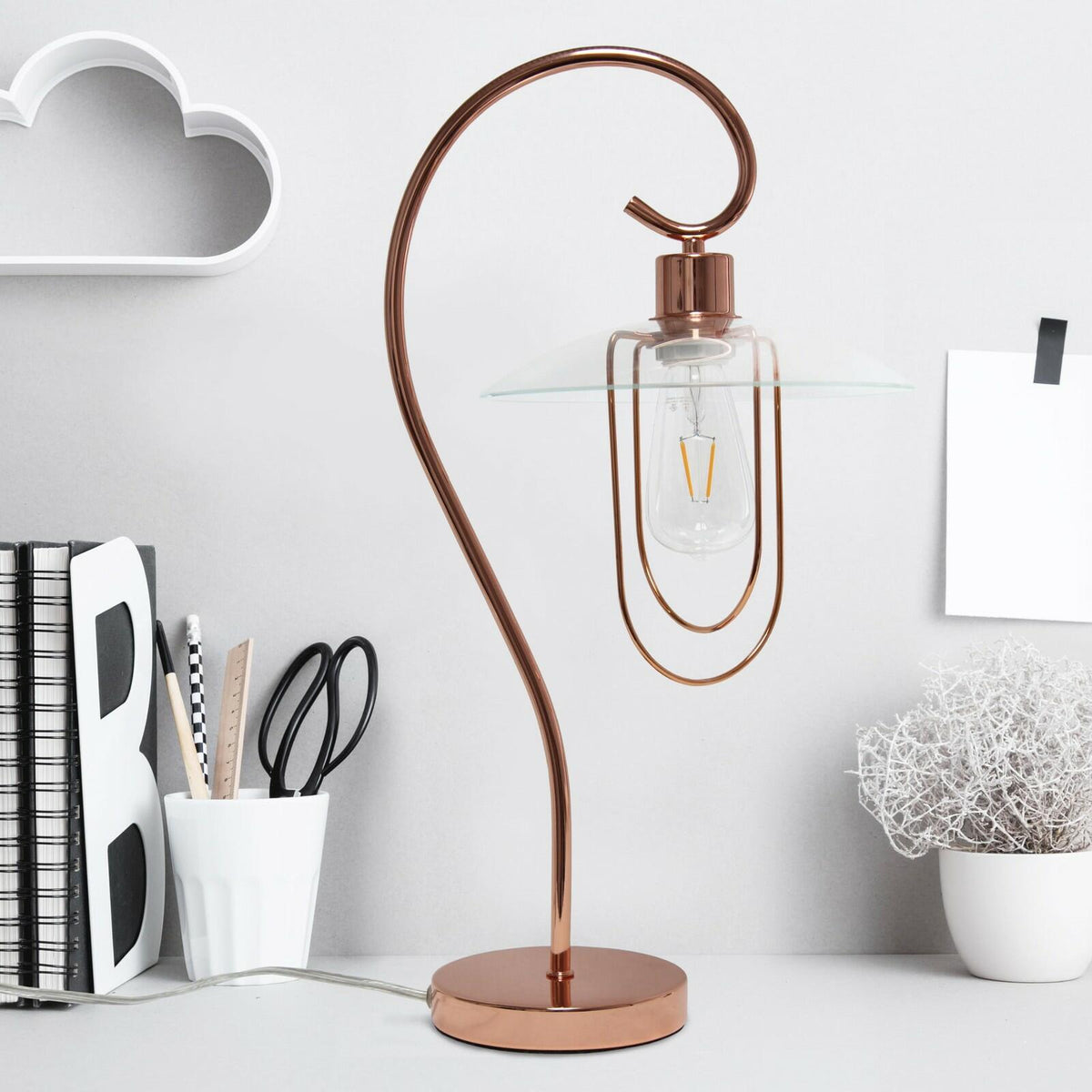 Rose Gold Modern Arched Table Lamp by Simple Designs - 22.5" Elegant Light