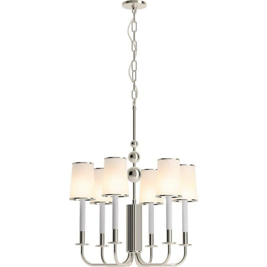 Kohler Tresdoux 27441-CH06-SNL 6-Light Chandelier 24 in Polished Nickel Ribbed