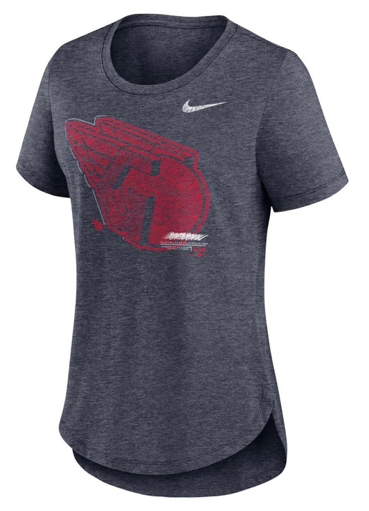 Nike Cleveland Guardians Touch Women's Tri-Blend T-Shirt Navy Size S