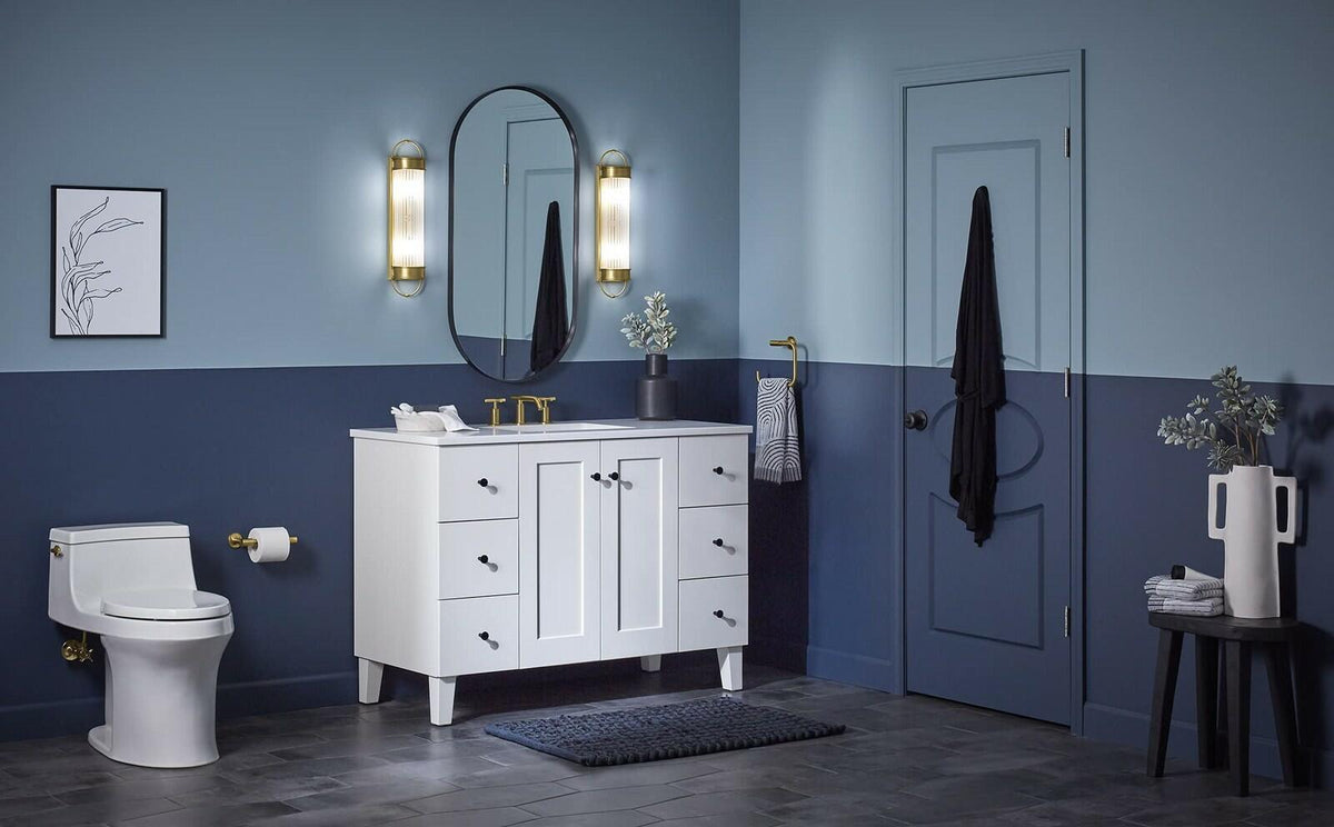 Kohler 27752-SC02-2GL Wall Sconce Brushed Brass Ribbed Glass Bathroom Light
