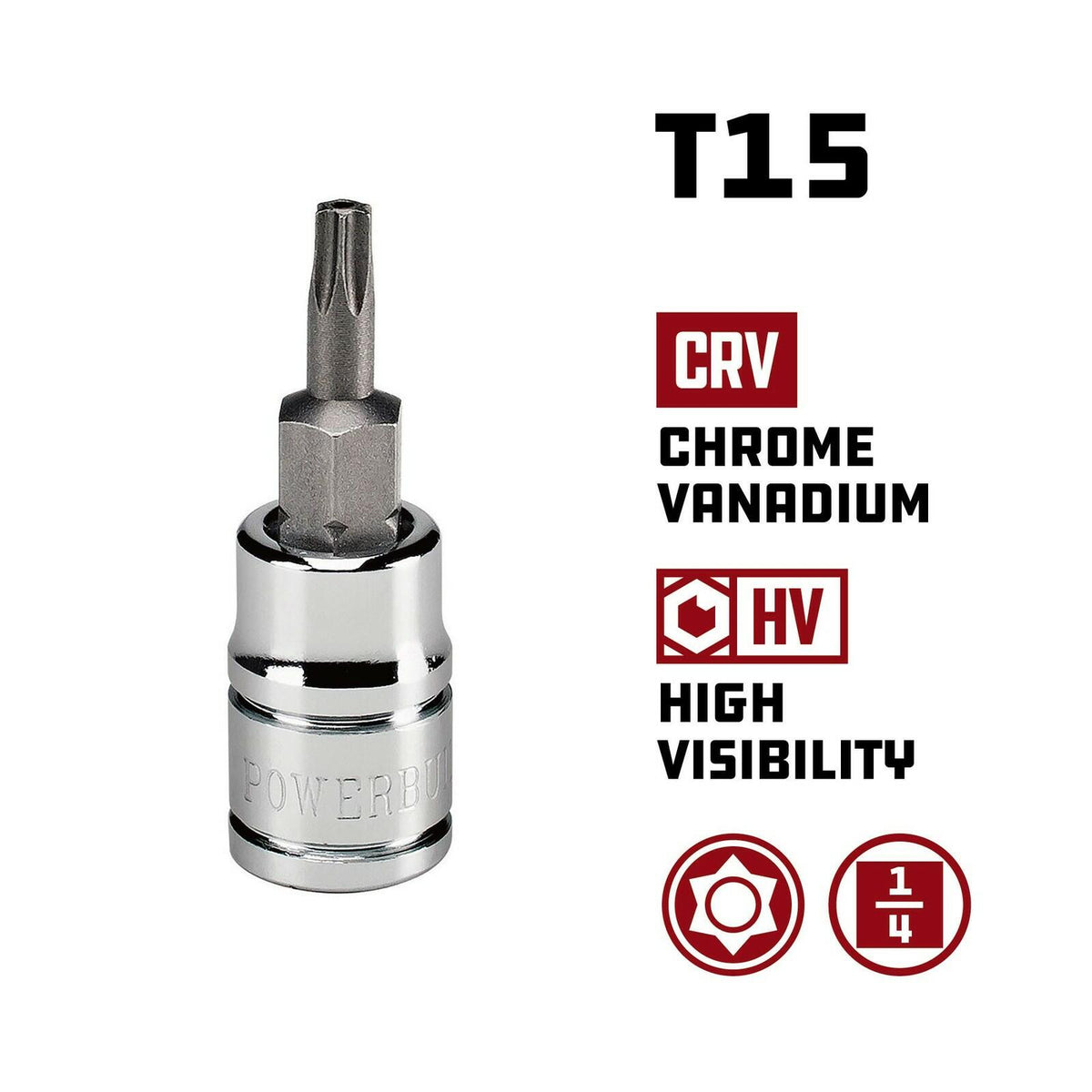 Powerbuilt 648498 T20 Tamper Proof Torx Bit Socket 1/4" Drive Security Star