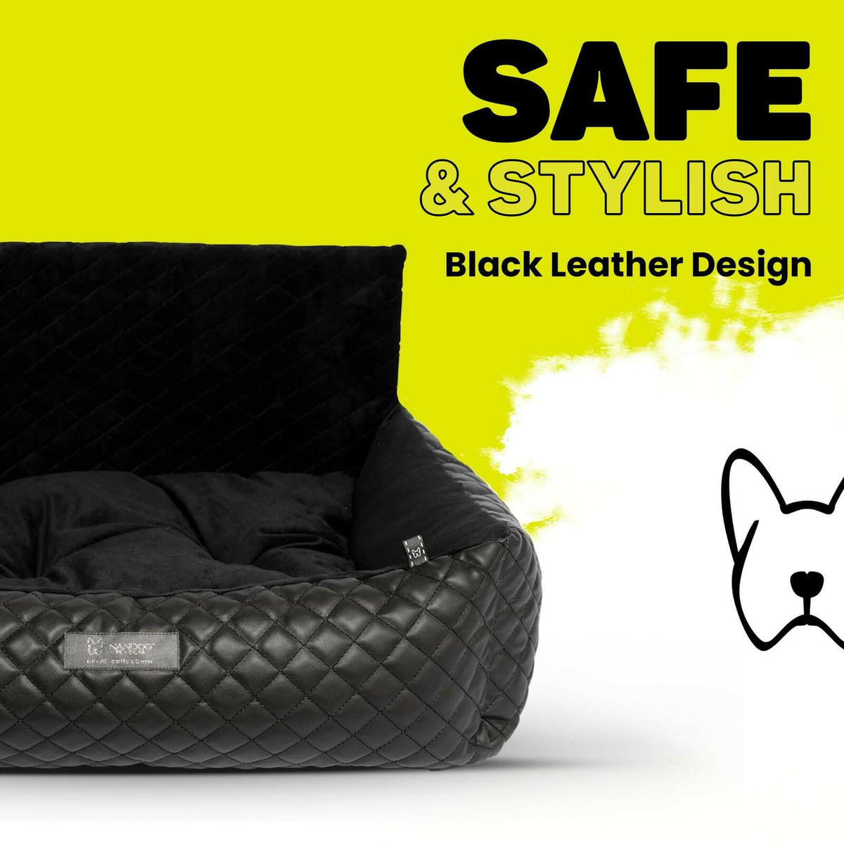 Nandog Pet Gear Luxury Quilted Dog Car Seat Bed Light Gray Small