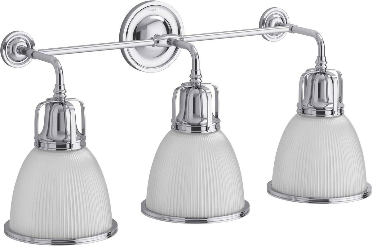 Kohler Hauksbee 32283-SC03 28 in 3 Light Wall Sconce Polished Nickel Glass Shade