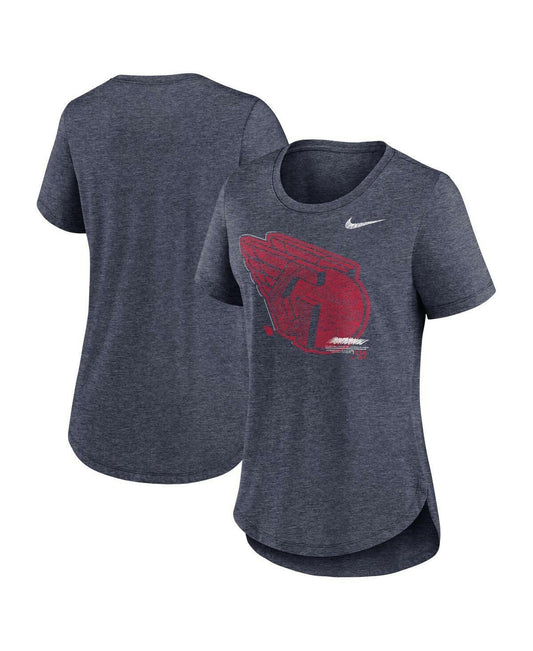 Nike Cleveland Guardians Touch Women's Tri-Blend T-Shirt Heather Navy Size L