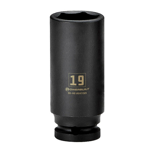 Powerbuilt 3/8-Inch Drive 6 Point Metric Deep Impact Socket 19mm - 647269