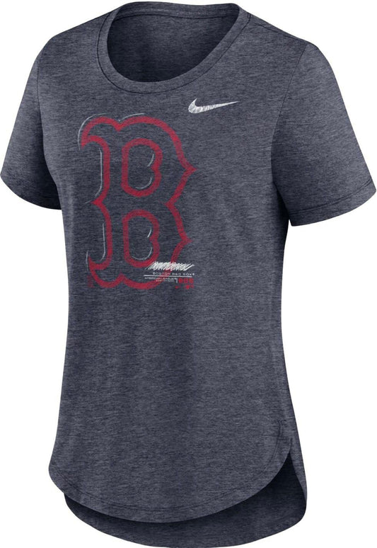 Nike Women's MLB Touch Tri-Blend T-Shirt, Boston Red Sox, Large, Navy