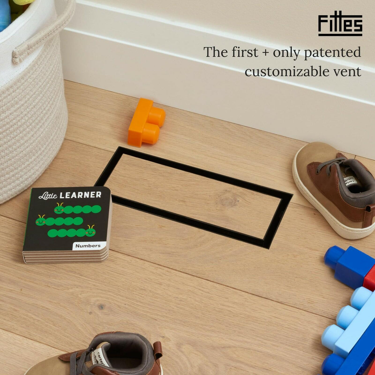 Fittes Flush Floor Vent [Lite] - 4"x12" - Matte Black - 1 Pack