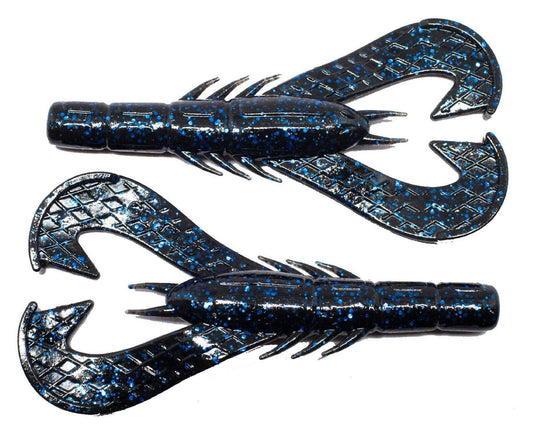 Googan Baits Krackin Craw 4 Inch Soft Plastic Lure Black Blue Flake Freshwater