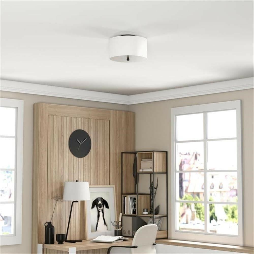 Ellis SF1504 12" Flush Mount Ceiling Light Matte Black White Shade