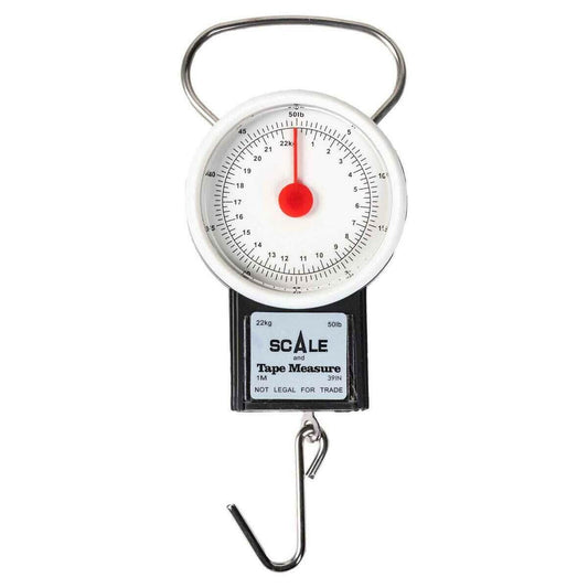 Eagle Claw 50 lb Fishing Scale with 39in Tape Portable Easy Read Compact